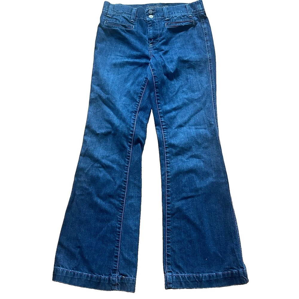 VTG Y2K American Eagle Size 6 29x31 Wide Leg Jeans Slip Pockets